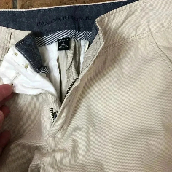 Khaki Pinstripe Trouser Banana Rebublic Size 2 Stretch - Picture 5 of 8